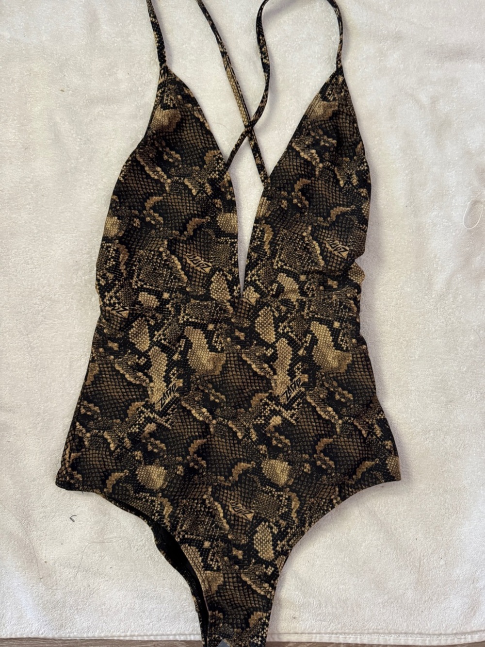 NWT Zadig & Voltaire Black & Brown Python Print One-Piece Swimsuit